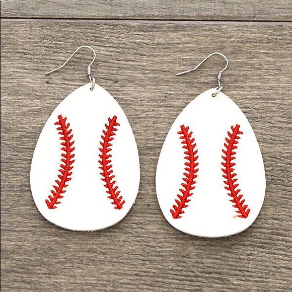 virtuous designs Jewelry - Hanging baseball earrings
